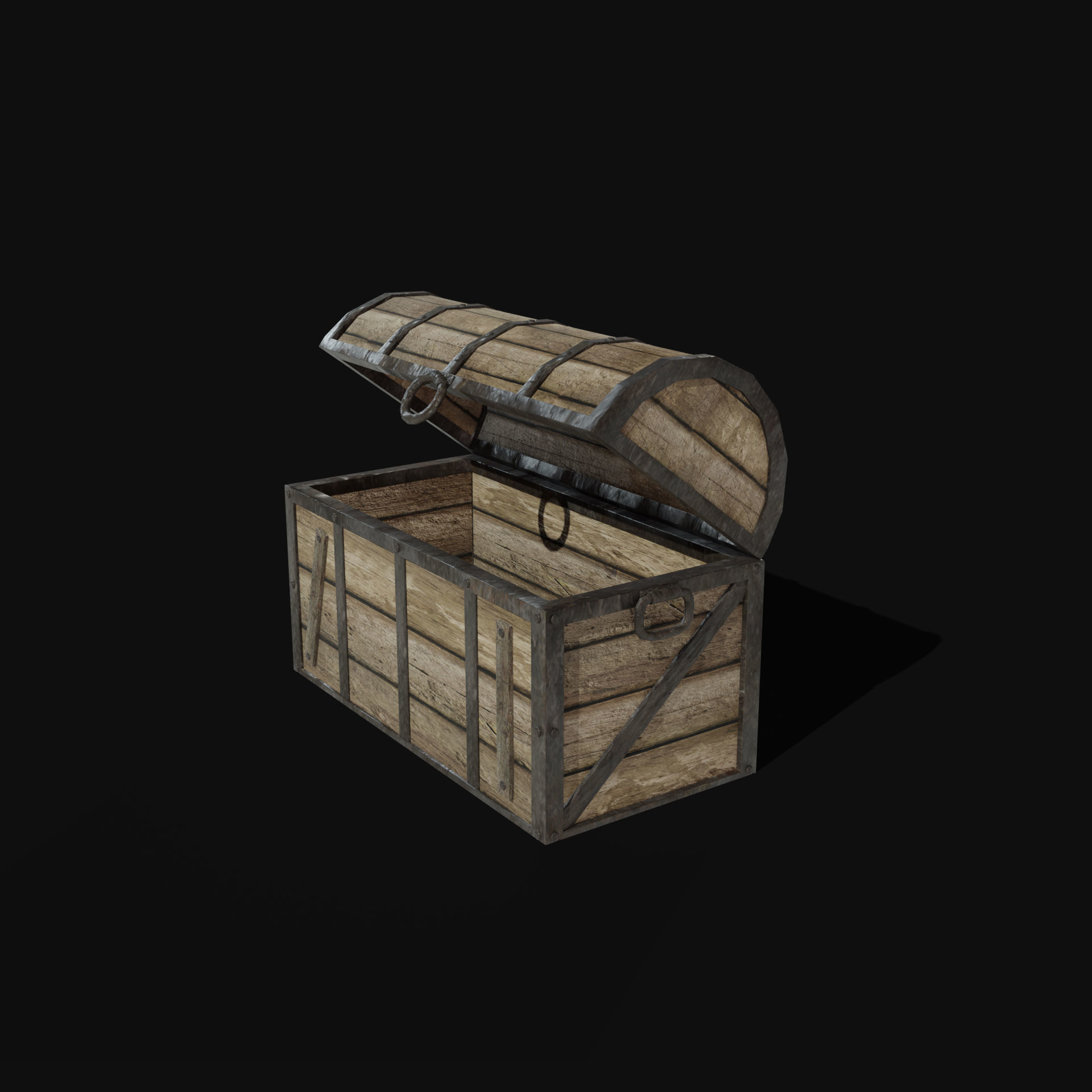 TREASURE CHEST GENERIC OLD WOODEN CONTAINER LOOT COLLECTION Low-poly 3D model_11