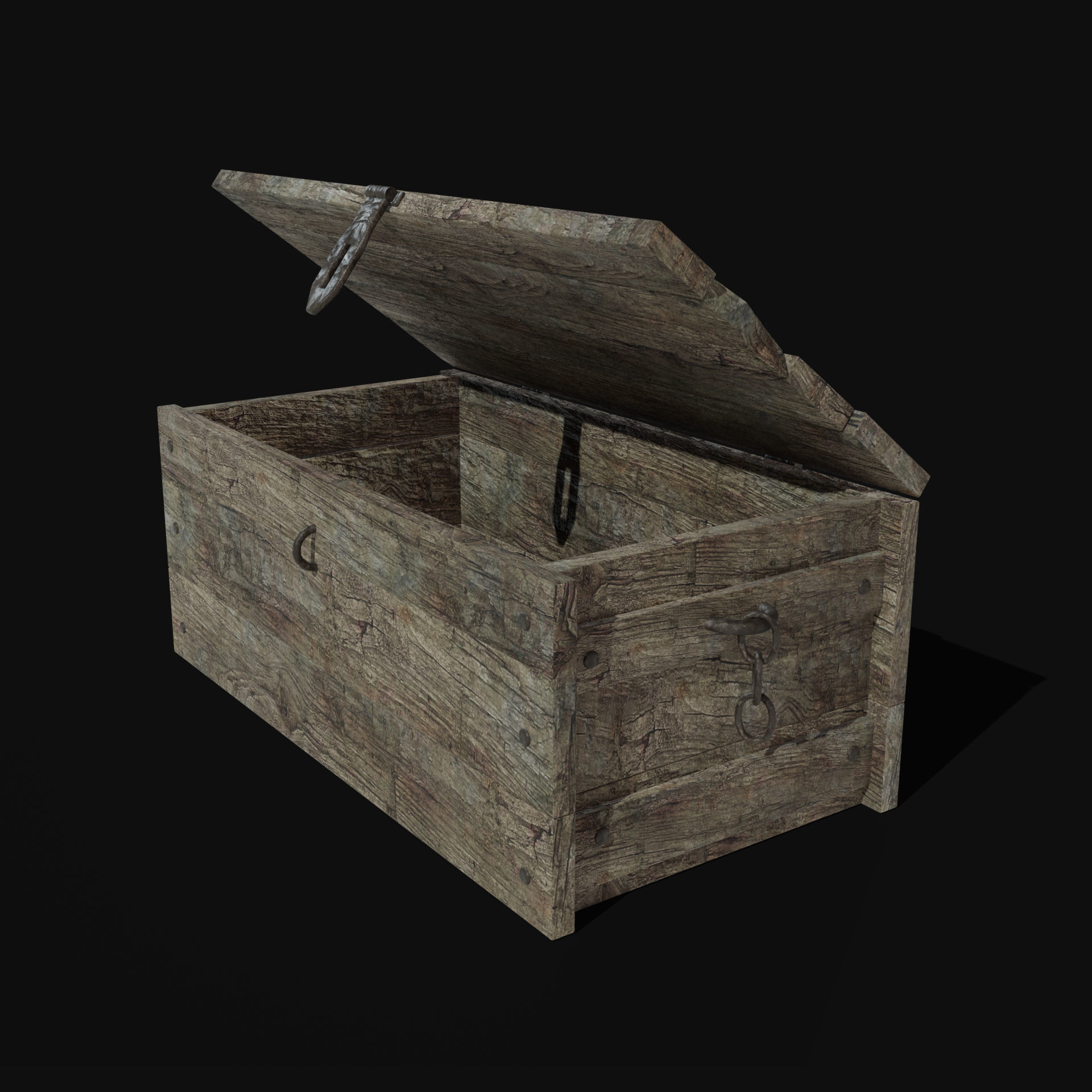 TREASURE CHEST GENERIC OLD WOODEN CONTAINER LOOT COLLECTION Low-poly 3D model_26