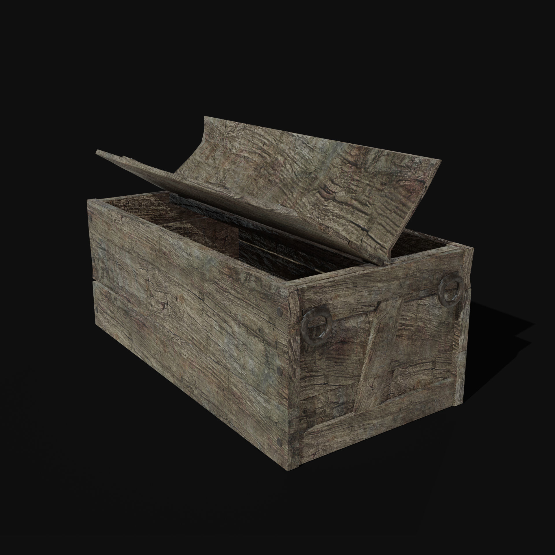 TREASURE CHEST GENERIC OLD WOODEN CONTAINER LOOT COLLECTION Low-poly 3D model_31