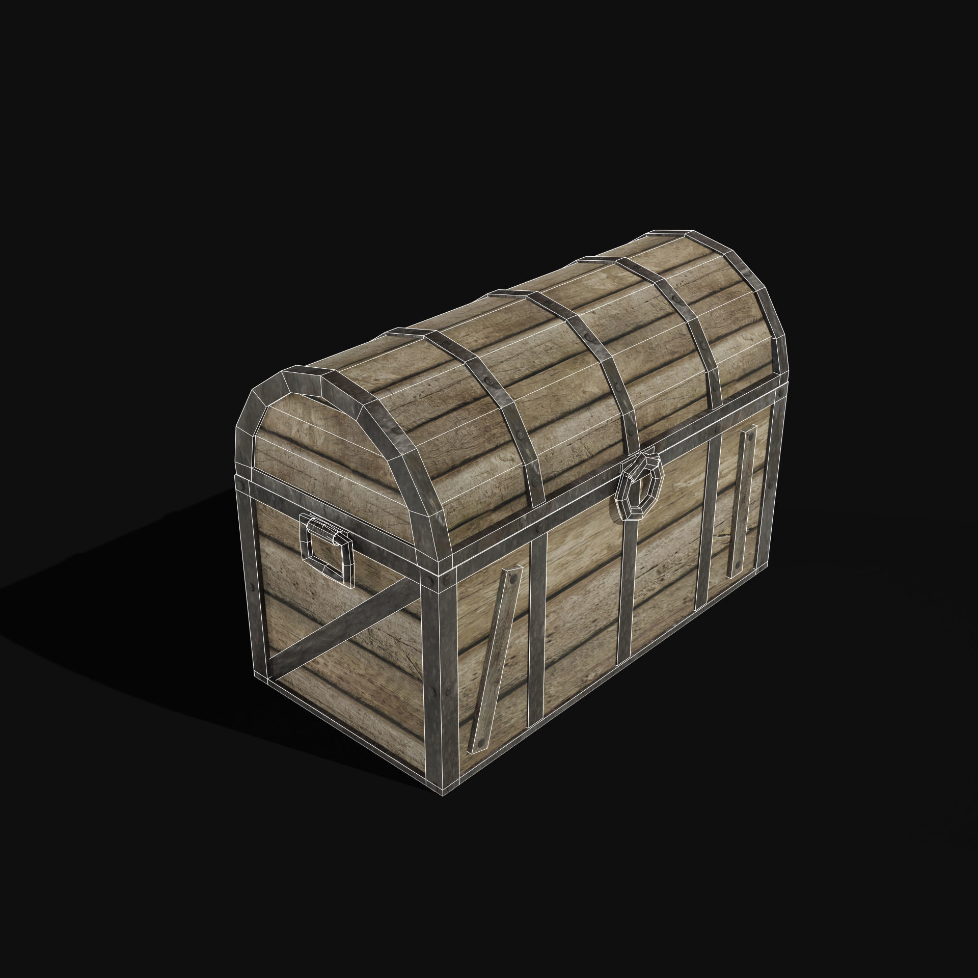 TREASURE CHEST GENERIC OLD WOODEN CONTAINER LOOT COLLECTION Low-poly 3D model_8