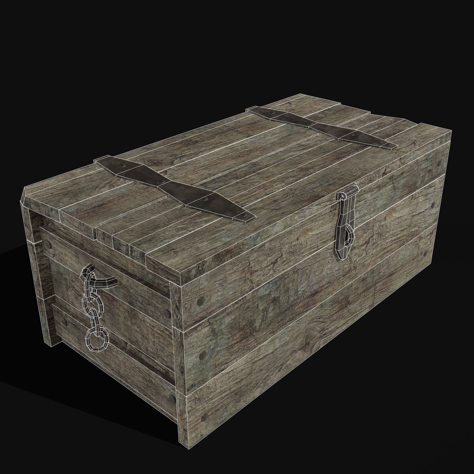 TREASURE CHEST GENERIC OLD WOODEN CONTAINER LOOT COLLECTION Low-poly 3D model_23