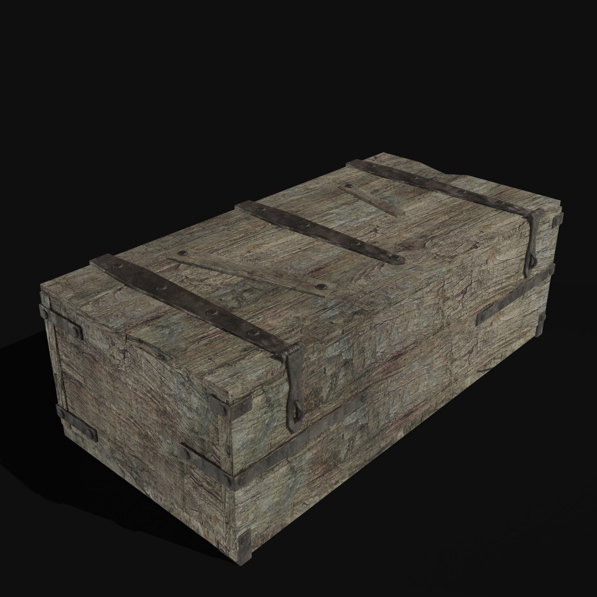 TREASURE CHEST GENERIC OLD WOODEN CONTAINER LOOT COLLECTION Low-poly 3D model_37