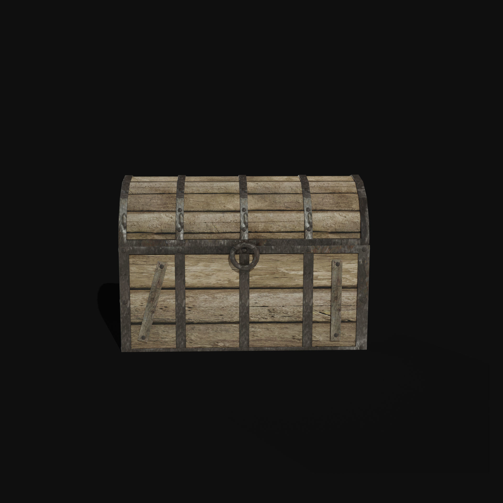 TREASURE CHEST GENERIC OLD WOODEN CONTAINER LOOT COLLECTION Low-poly 3D model_9