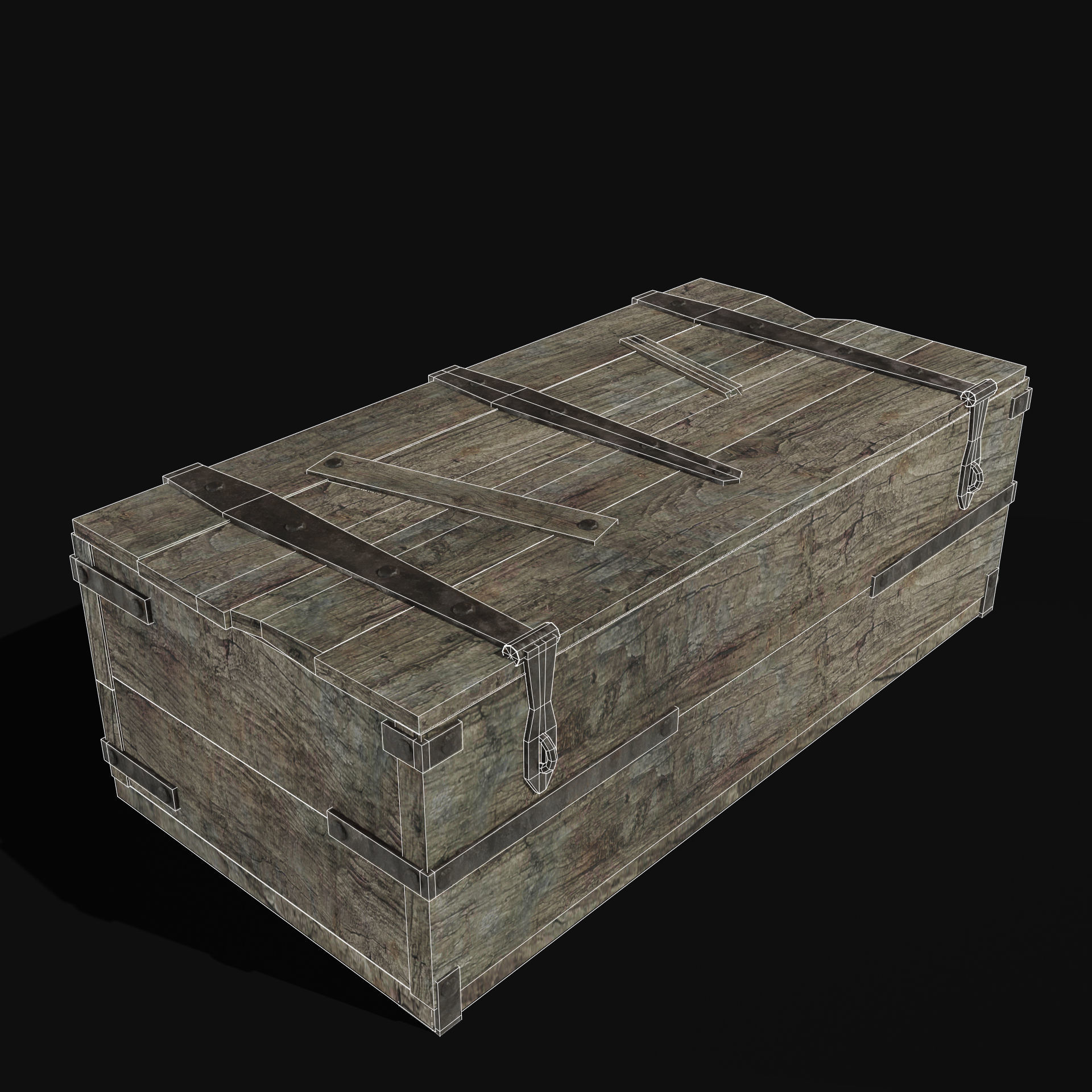 TREASURE CHEST GENERIC OLD WOODEN CONTAINER LOOT COLLECTION Low-poly 3D model_38