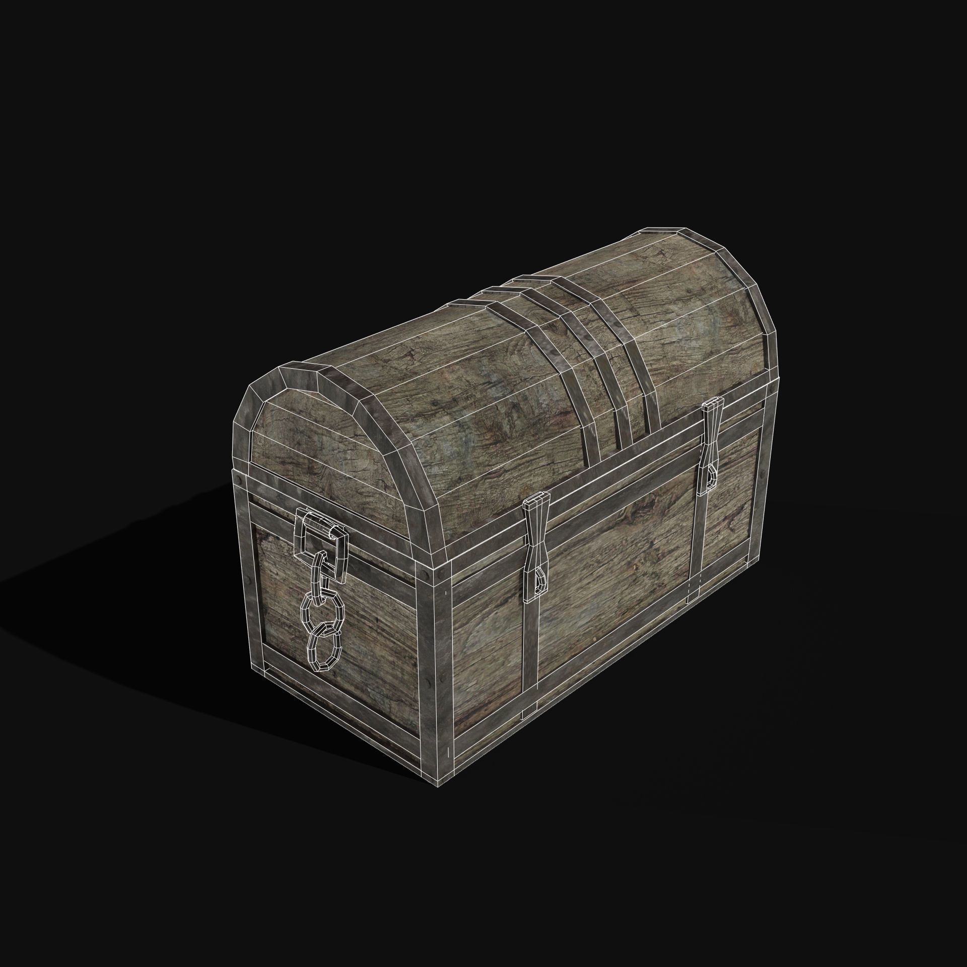 TREASURE CHEST GENERIC OLD WOODEN CONTAINER LOOT COLLECTION Low-poly 3D model_18