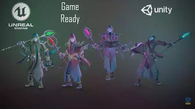 Skeleton Sorcerer Low-poly 3D model