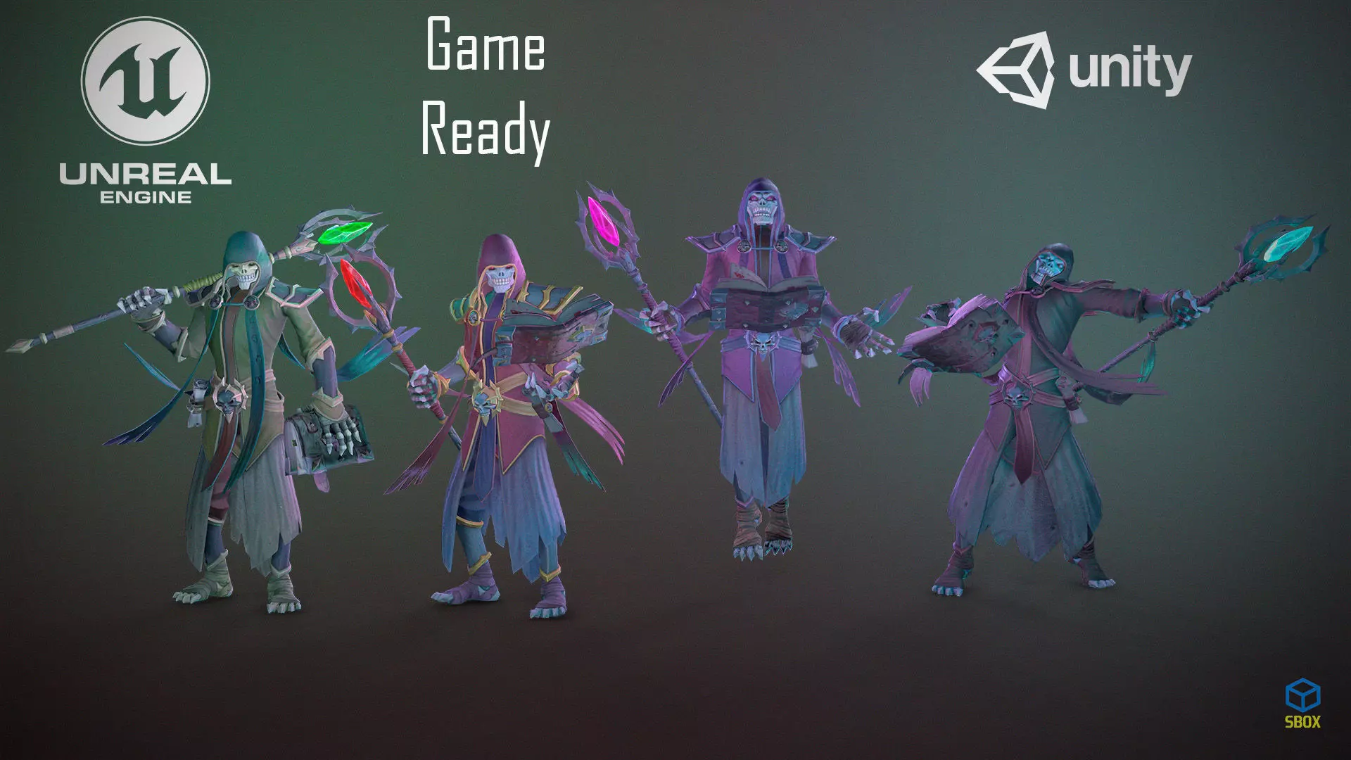 Skeleton Sorcerer Low-poly 3D model