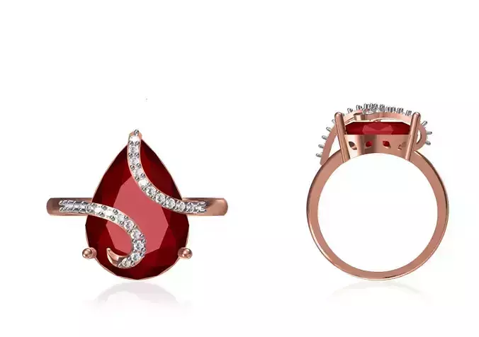 Women Wedding Engagement Ring STL OBJ FBX JCD Details