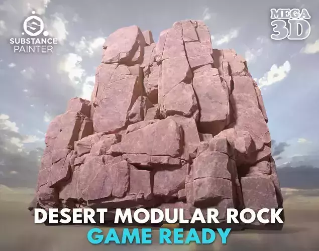 Low poly Desert Modular Rock 230426 Low-poly 3D model