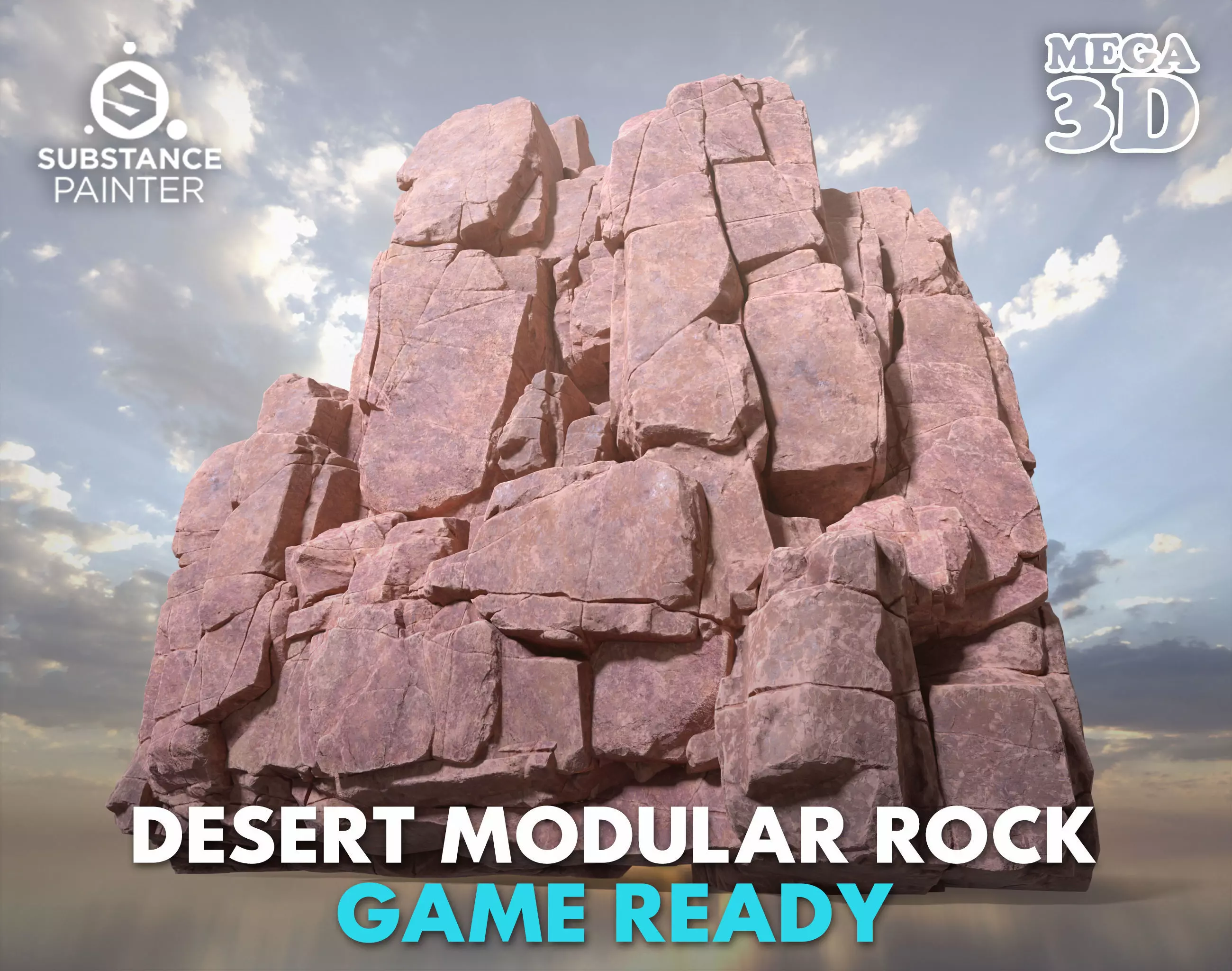 Low poly Desert Modular Rock 230426 Low-poly 3D model_0