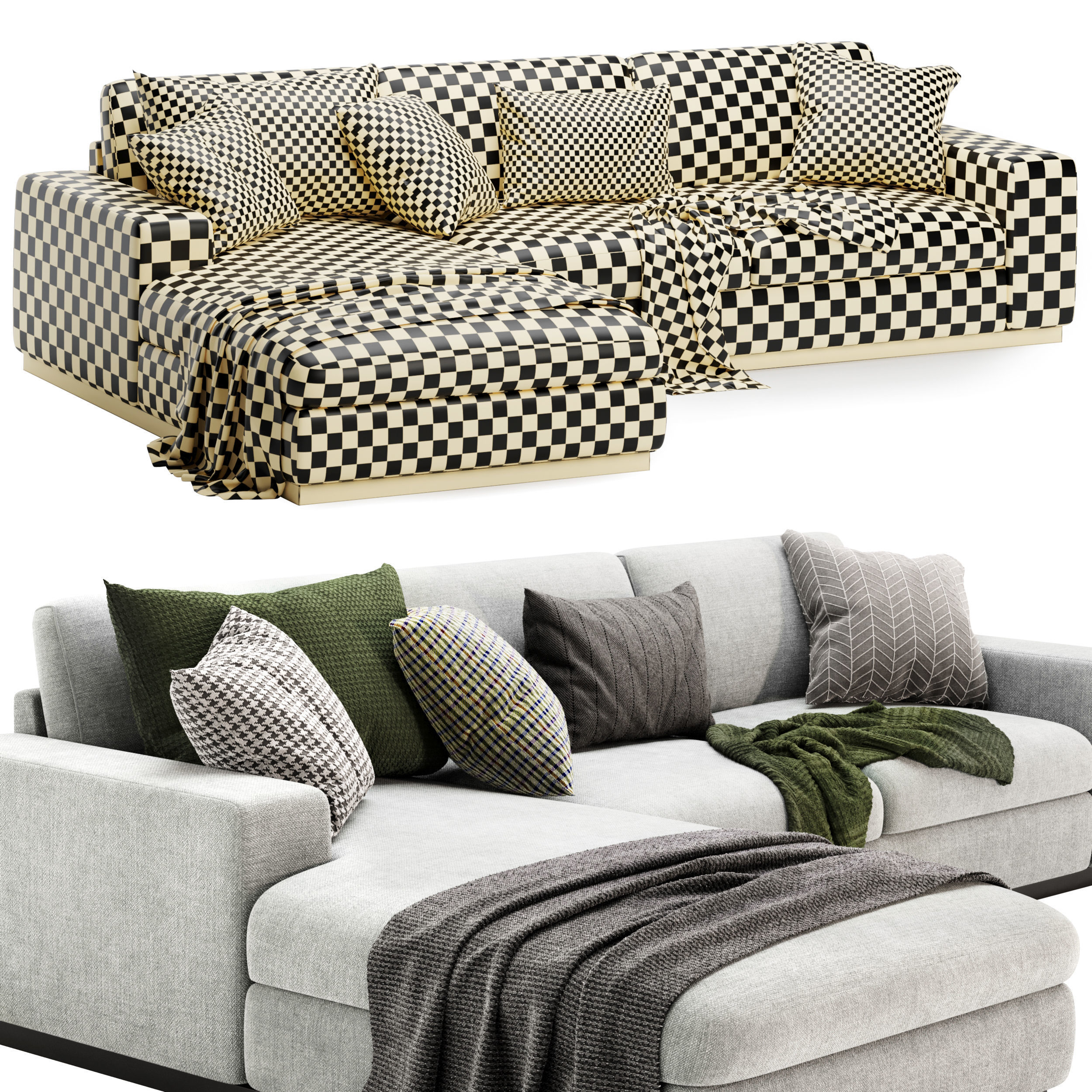 sepia corner sofa 3D model_1