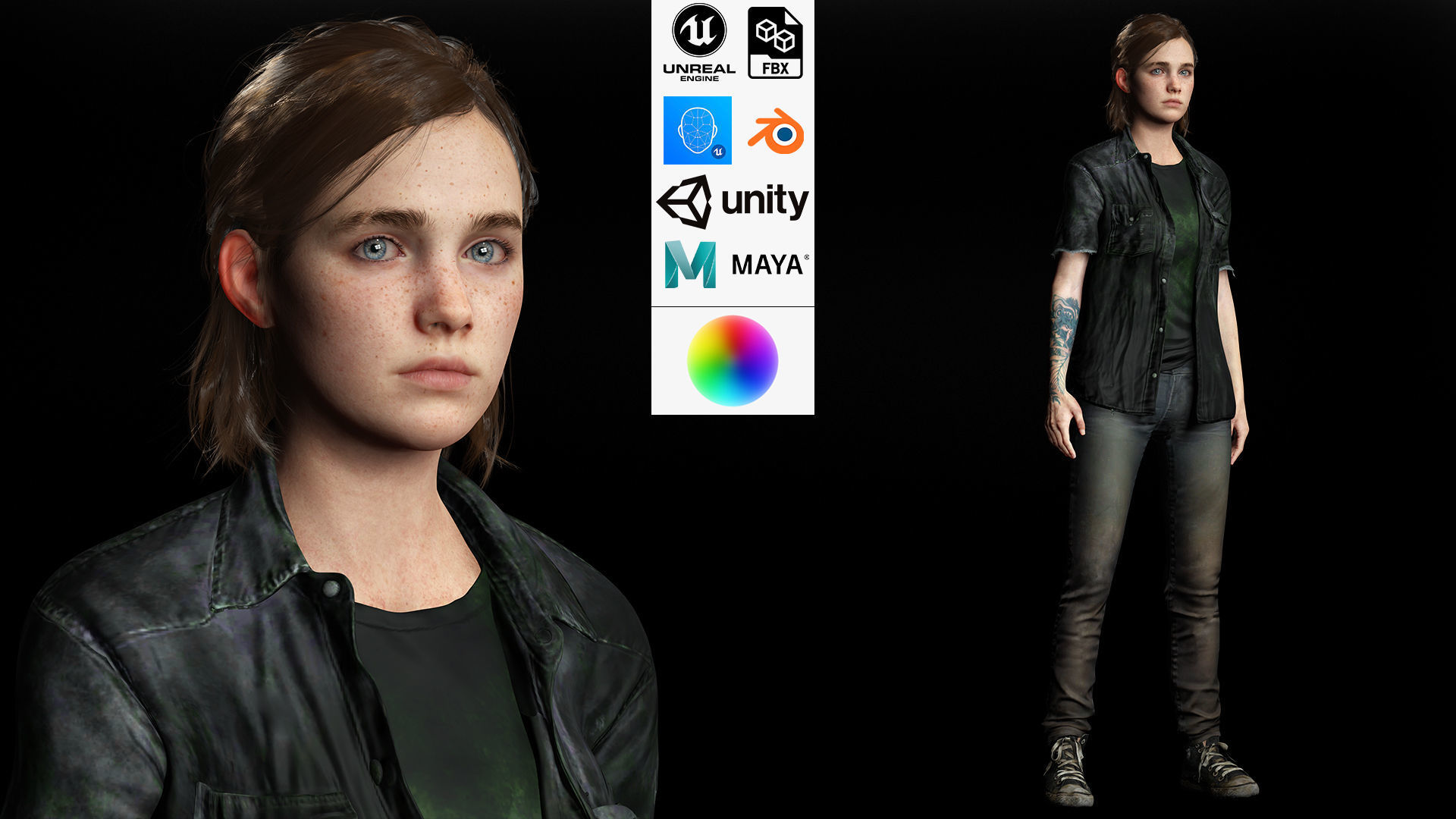 Ellie Last Of Us Full Rigged Ready Low-poly 3D model_1
