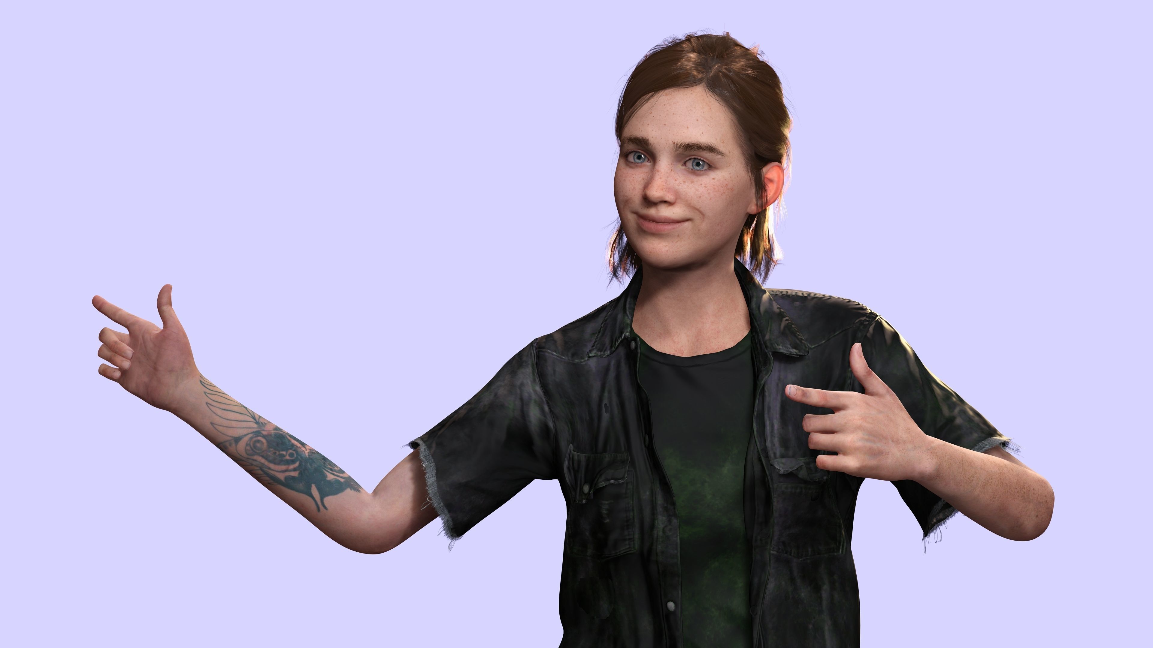 Ellie Last Of Us Full Rigged Ready Low-poly 3D model_10