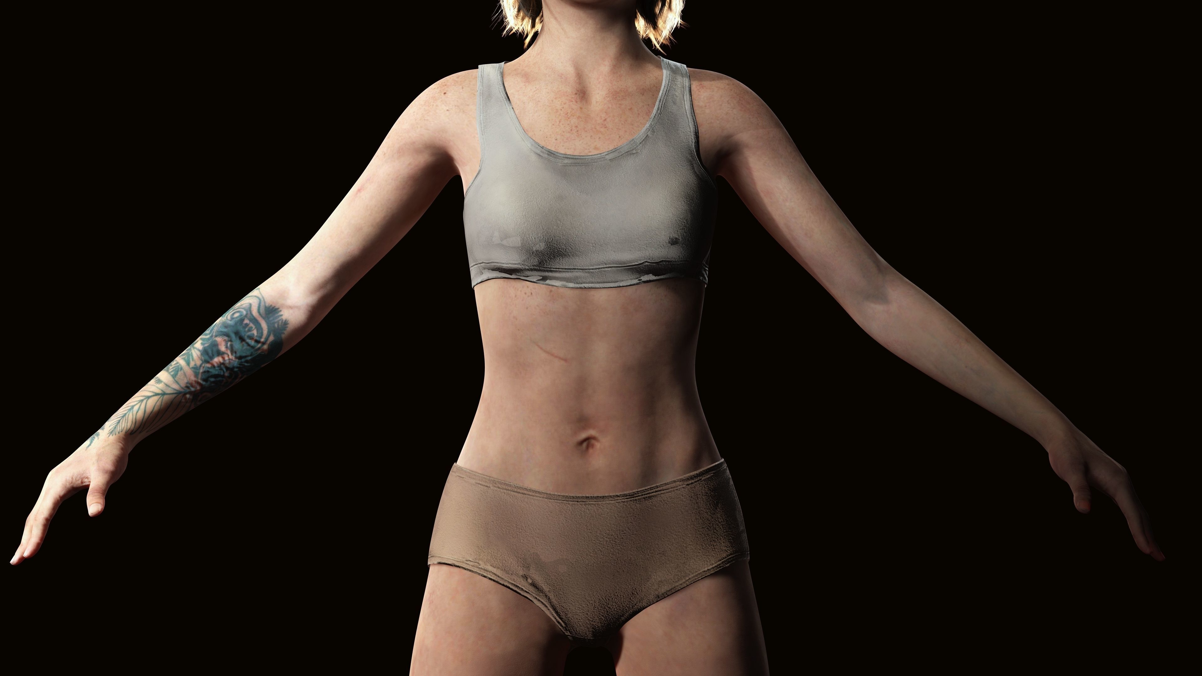 Ellie Last Of Us Full Rigged Ready Low-poly 3D model_7