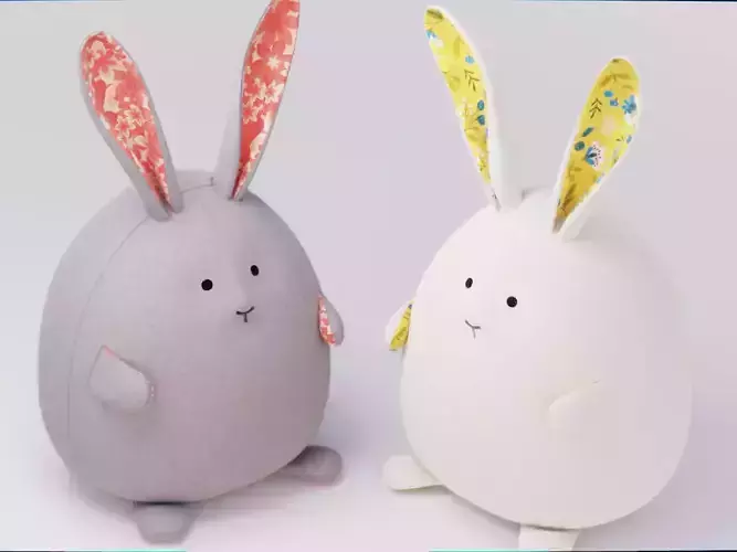 Fabric toys grey and white bunny
