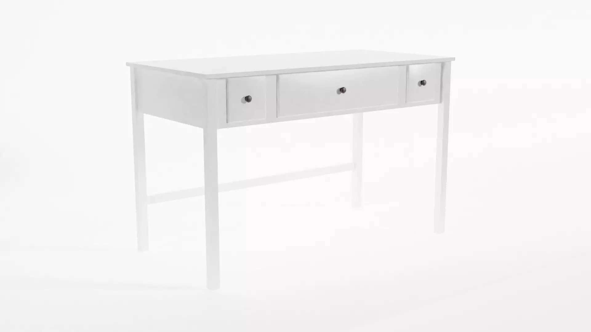 Basic White Writing Desk 3D model_0