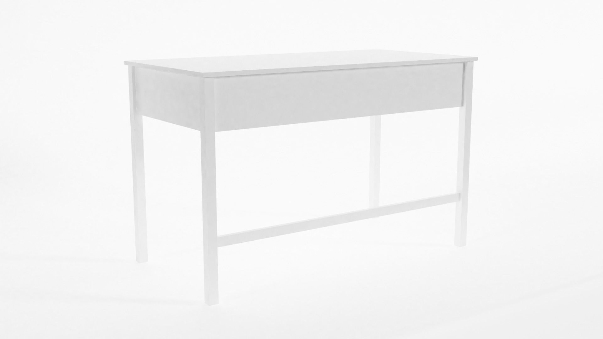 Basic White Writing Desk 3D model_4