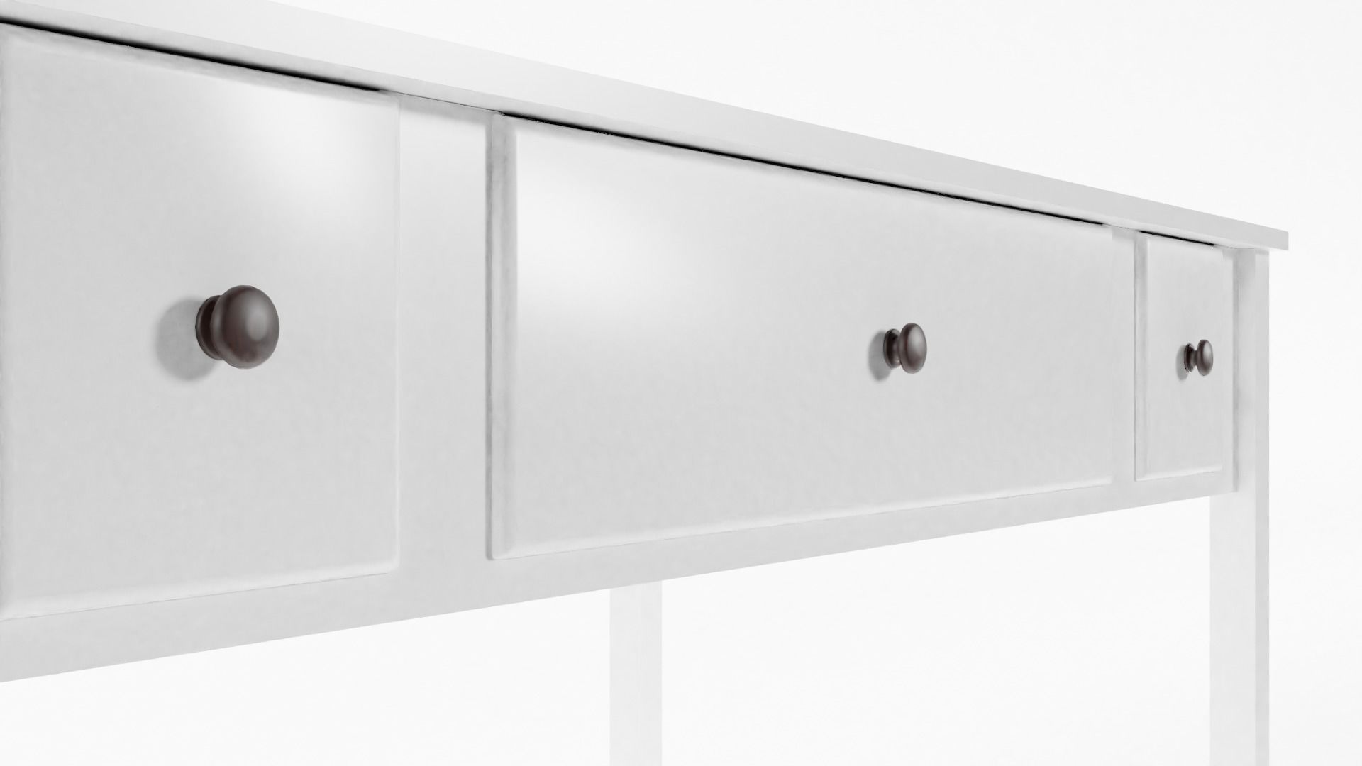 Basic White Writing Desk 3D model_3