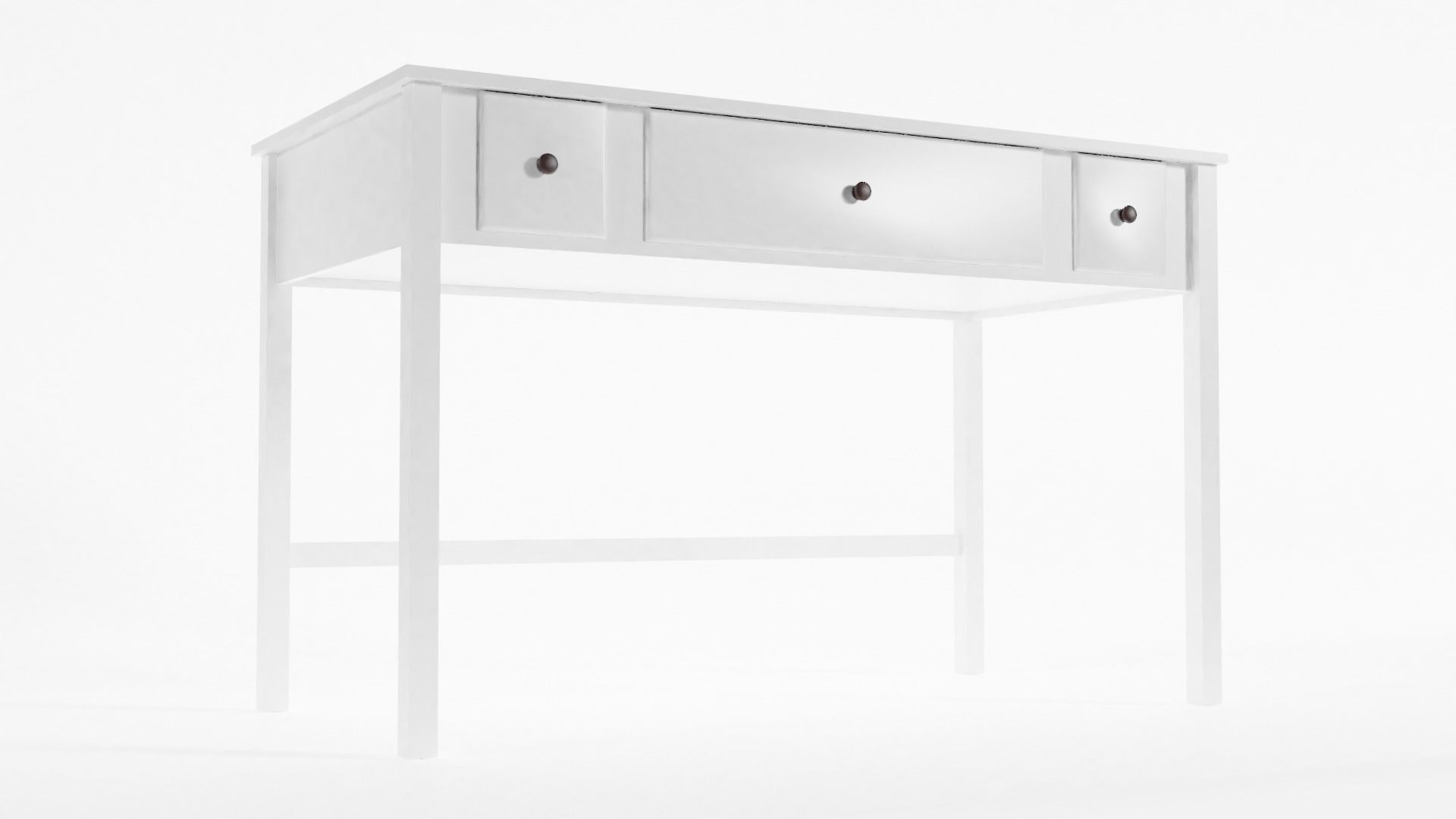 Basic White Writing Desk 3D model_2