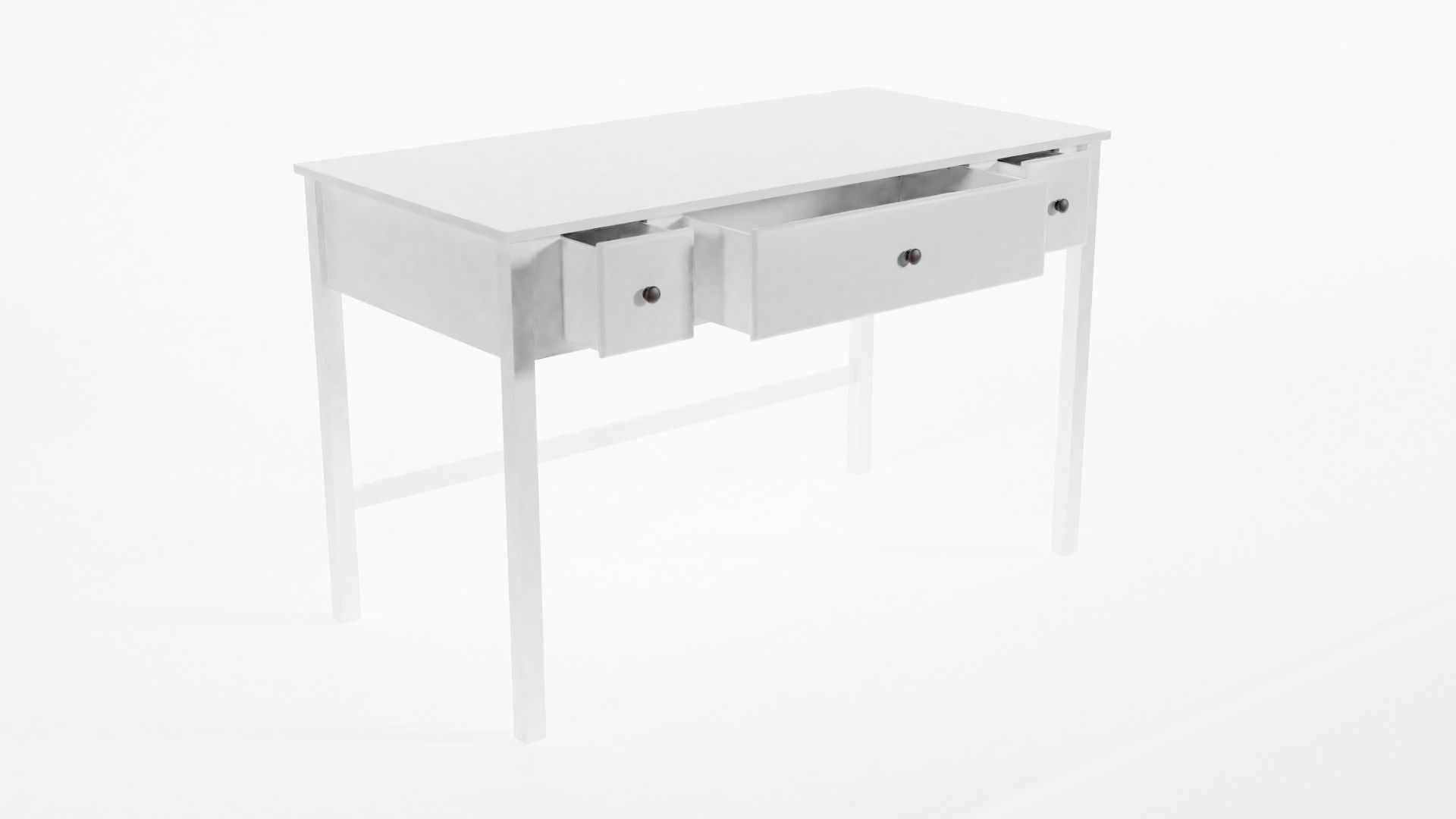 Basic White Writing Desk 3D model_1
