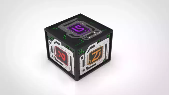 SUBNAUTICA CUBE WITH ALIEN TABLETS AS CANDLE HOLDER 3D print model