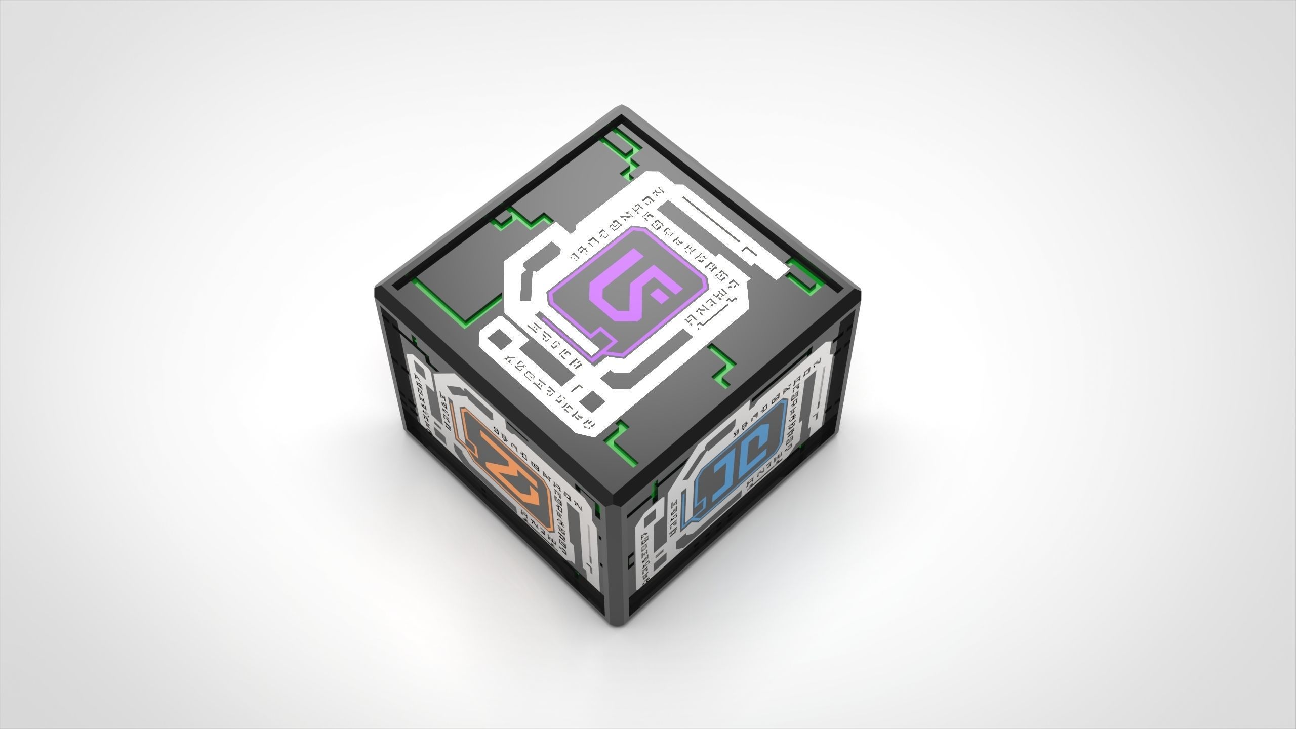 SUBNAUTICA CUBE WITH ALIEN TABLETS AS CANDLE HOLDER 3D print model_2