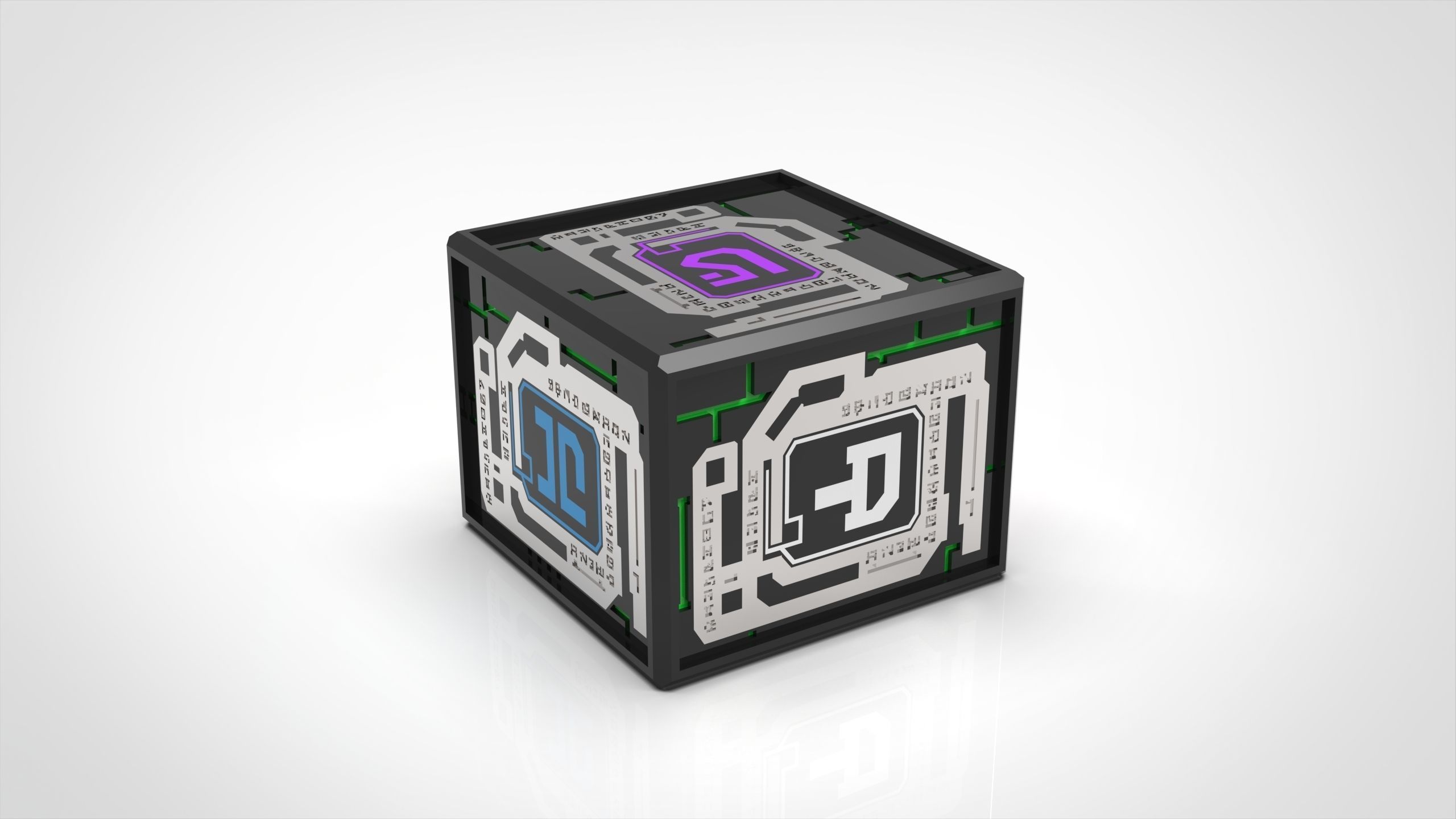 SUBNAUTICA CUBE WITH ALIEN TABLETS AS CANDLE HOLDER 3D print model_1