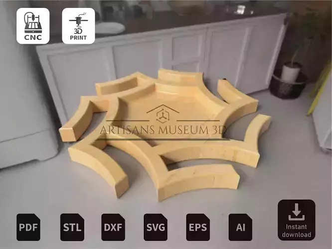 Round Tray V4 Files for CNC and 3D Printer DXF STL