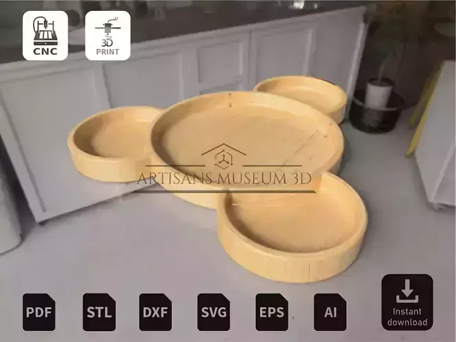 Round Tray V3 Files for CNC and 3D Printer Printing  DXF STL 3D print model