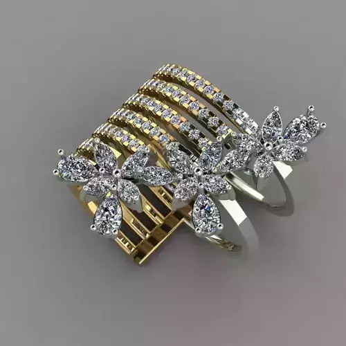 Marquies And Pear With Lines Of Daimonds 3d Model Print Ring