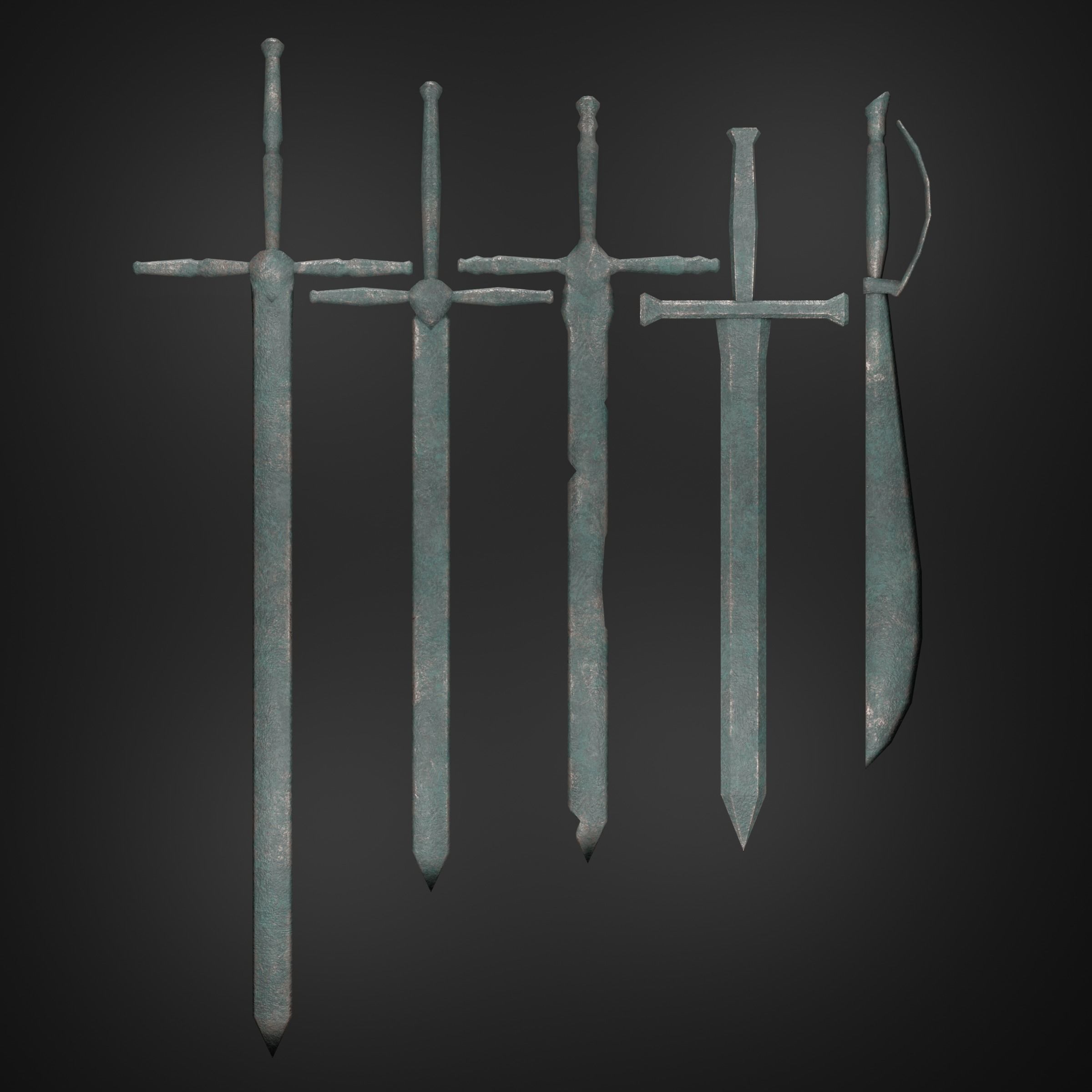 Ruined and Rusty Swords Free low-poly 3D model_8