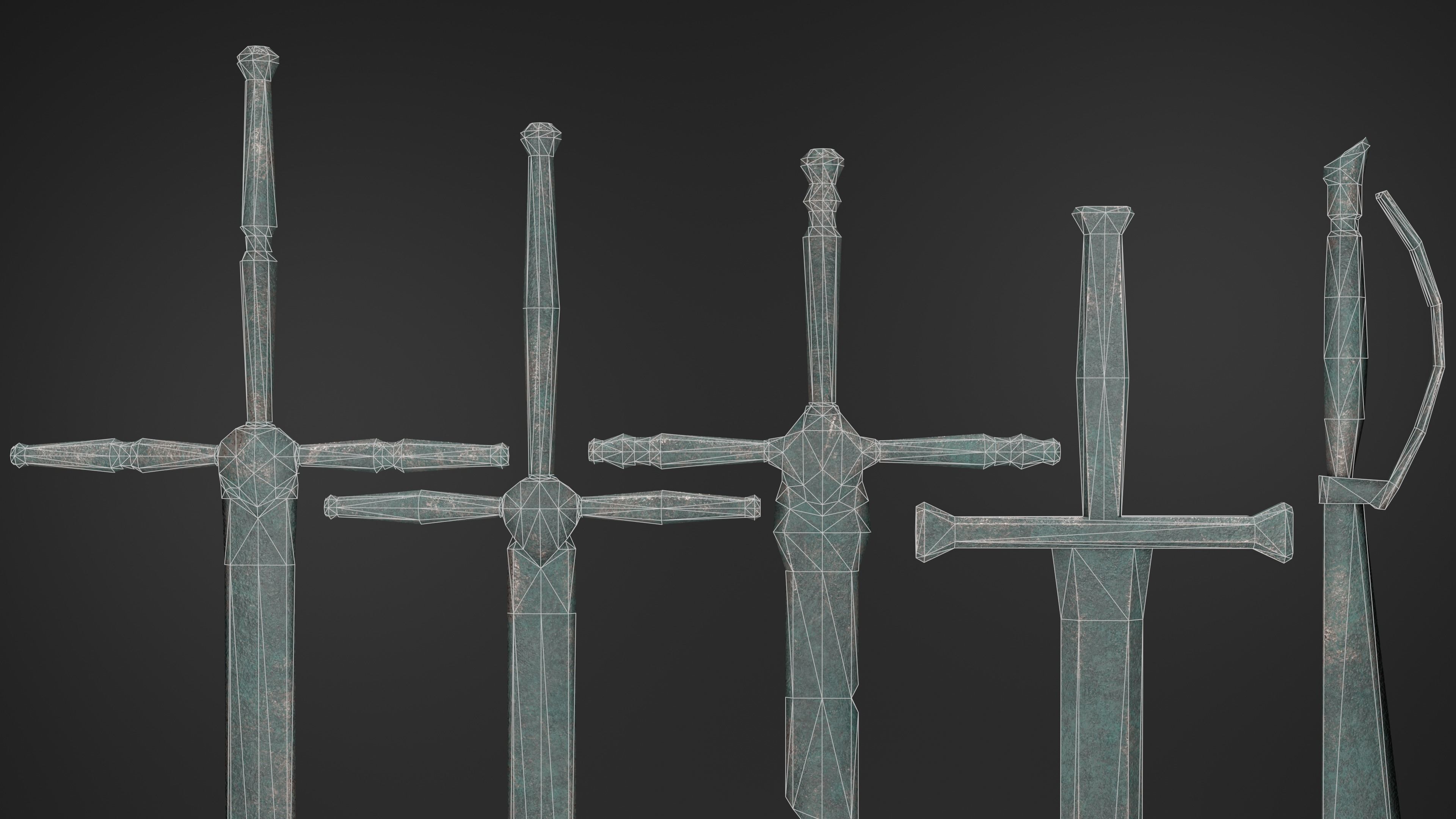Ruined and Rusty Swords Free low-poly 3D model_9