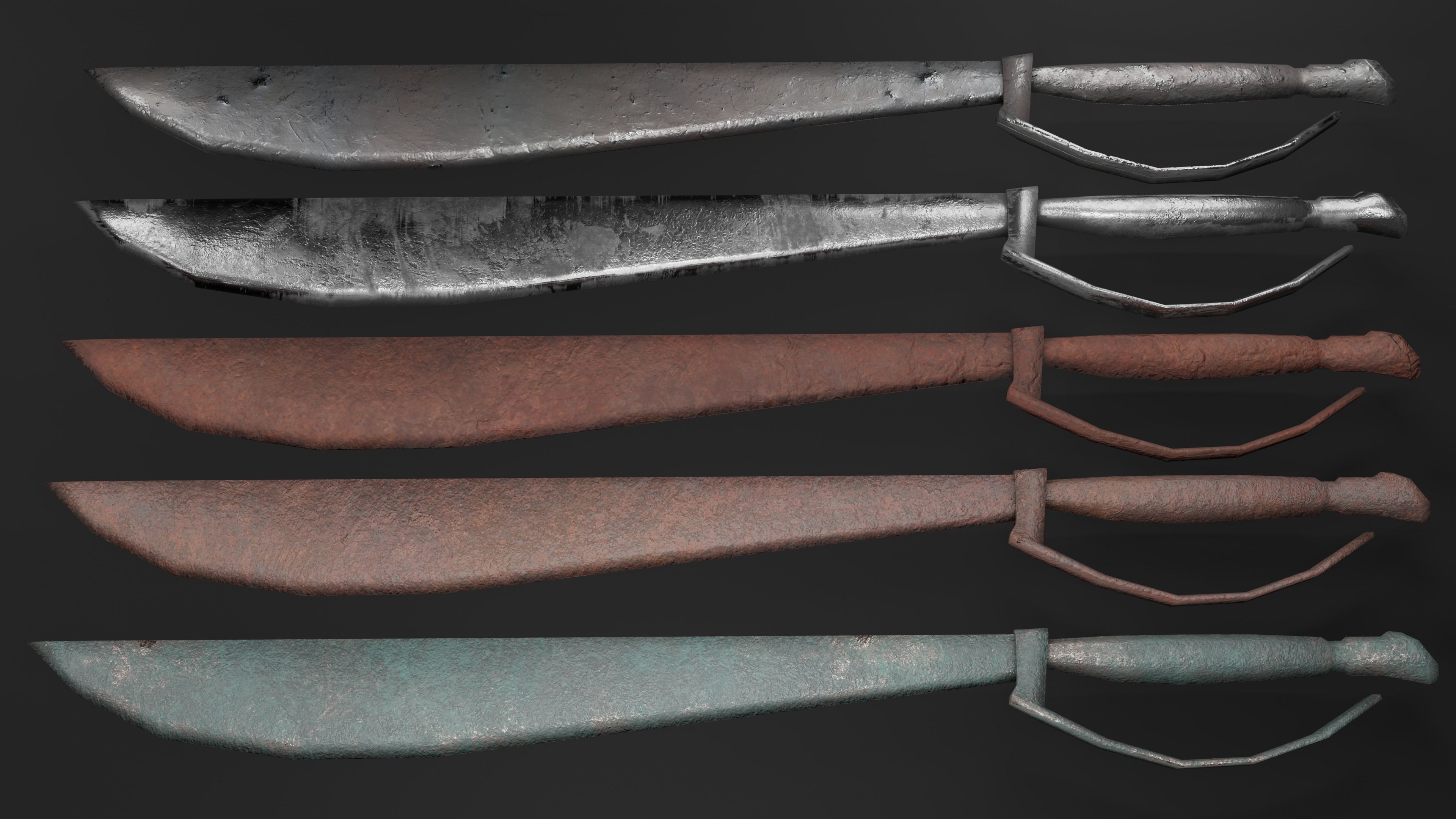 Ruined and Rusty Swords Free low-poly 3D model_3