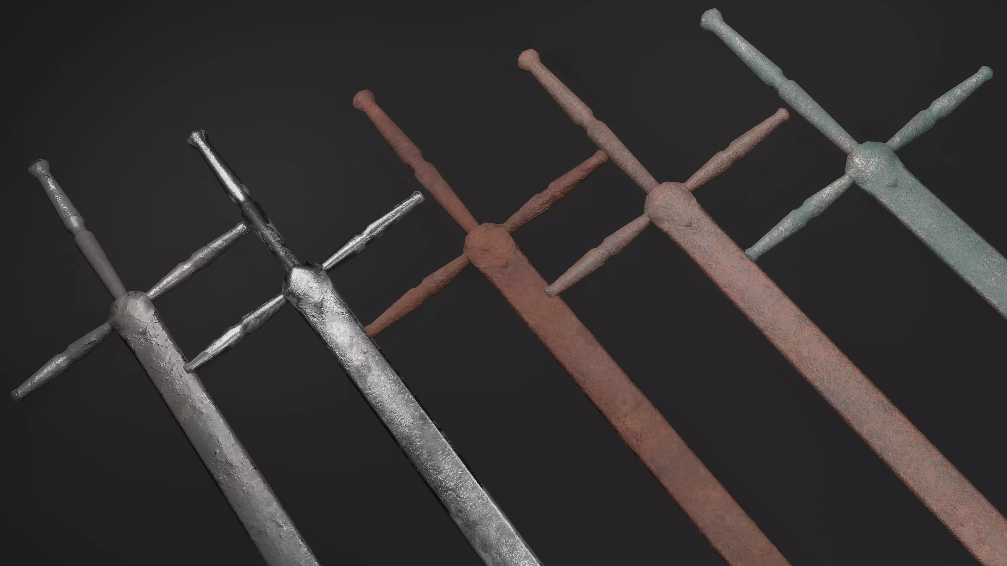 Ruined and Rusty Swords Free low-poly 3D model_0