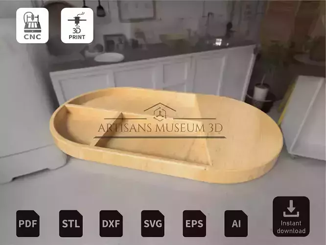 Free Serving tray V3 Files for CNC and 3D Printer DXF STL Free 3D print model