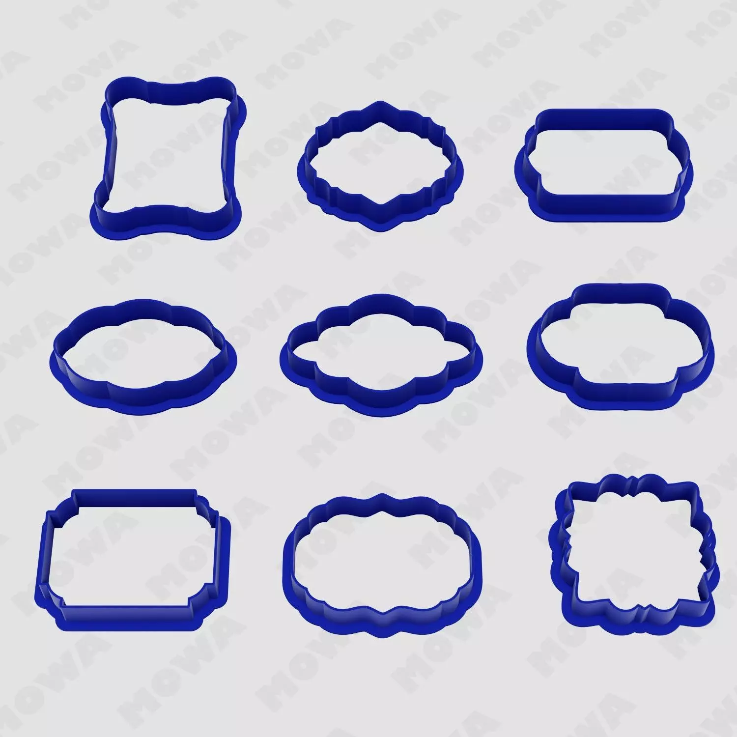 Rectangle Cookie Cutter Set 9 PCS 3D print model_0