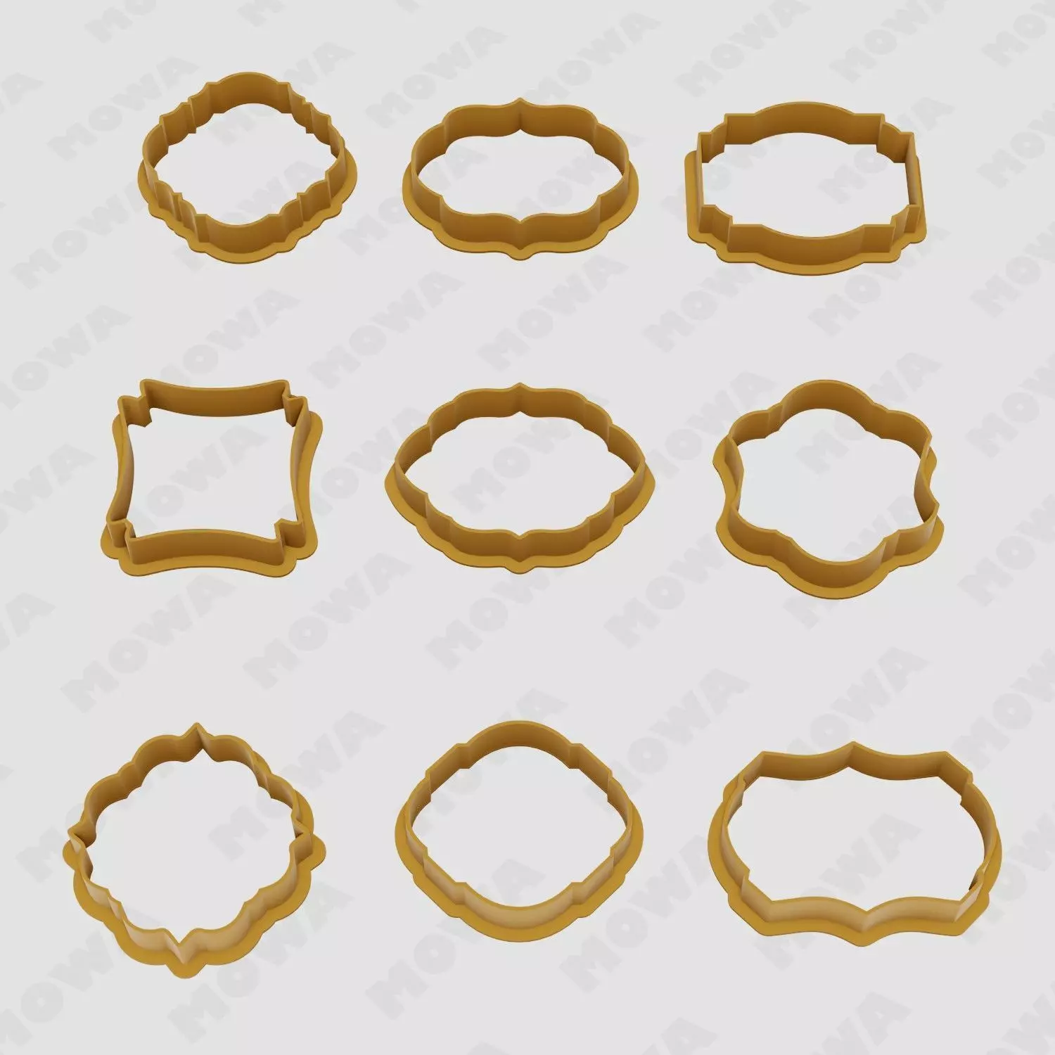9 Pcs Geometric Shapes Cookie Cutters 3D print model_0