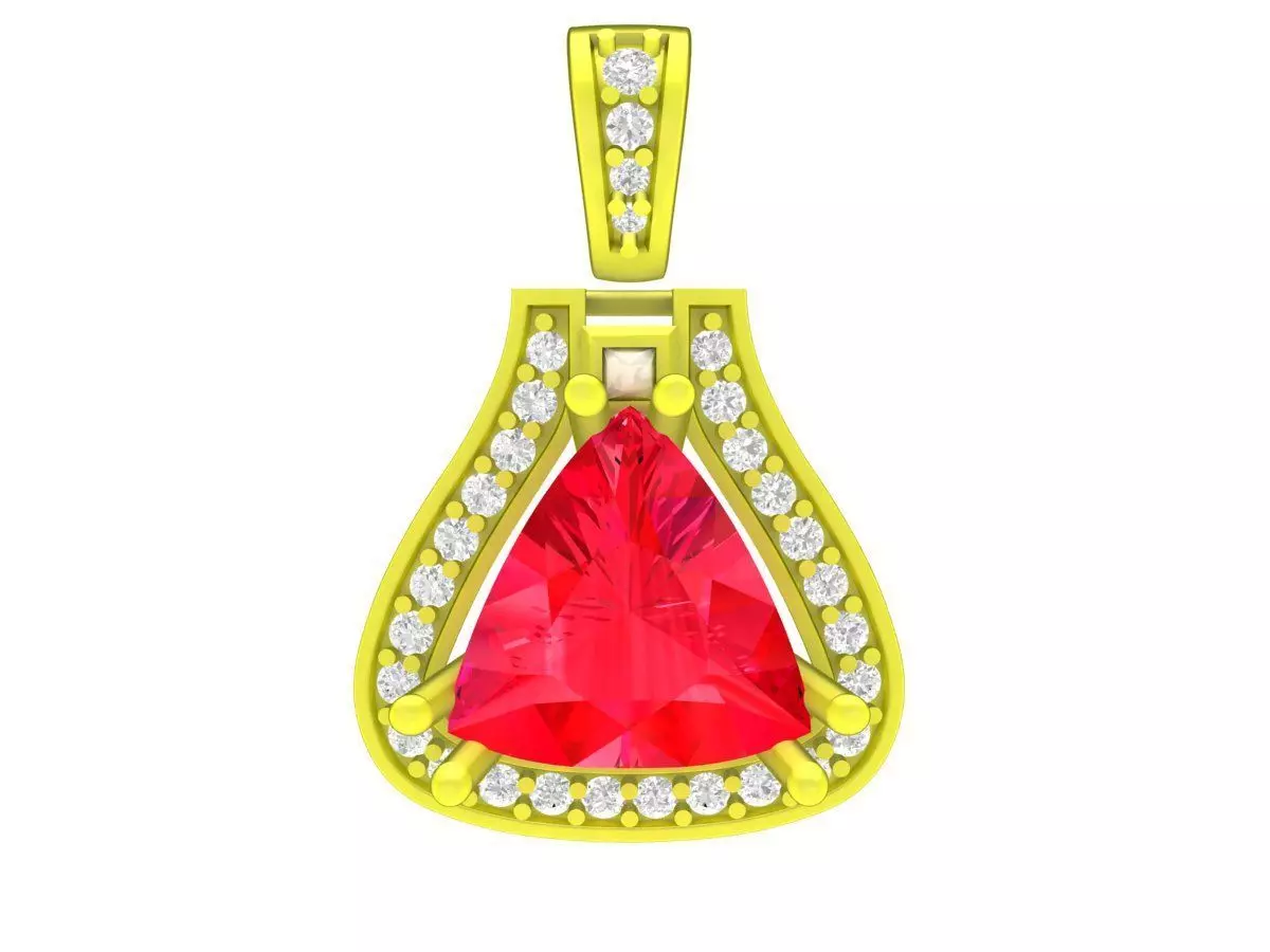 Elegant Triangle Ruby Diamond Pendant for Women 5037 3D model 3D ...