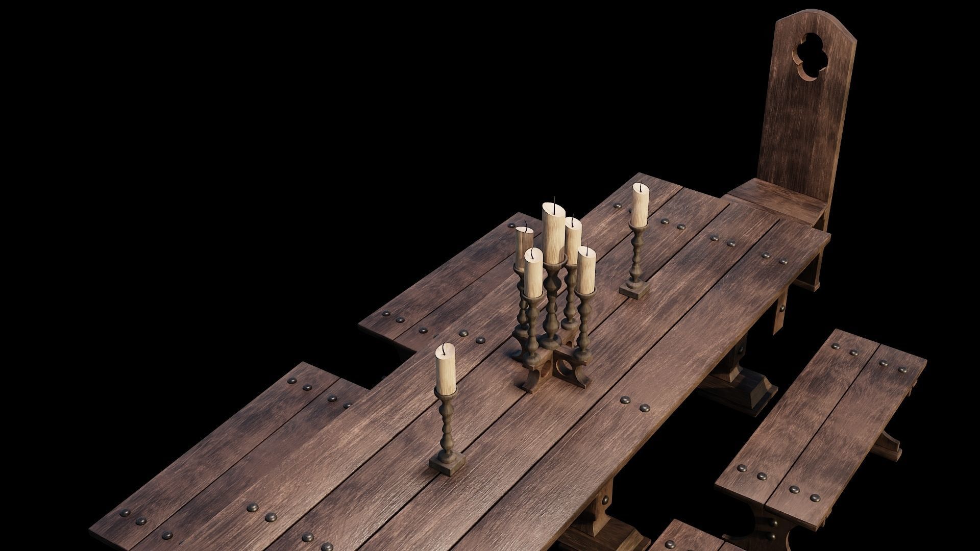 PBR WOOD FURNITURES - Asset - 01  - 4K Textures Game Ready Low-poly 3D model_6