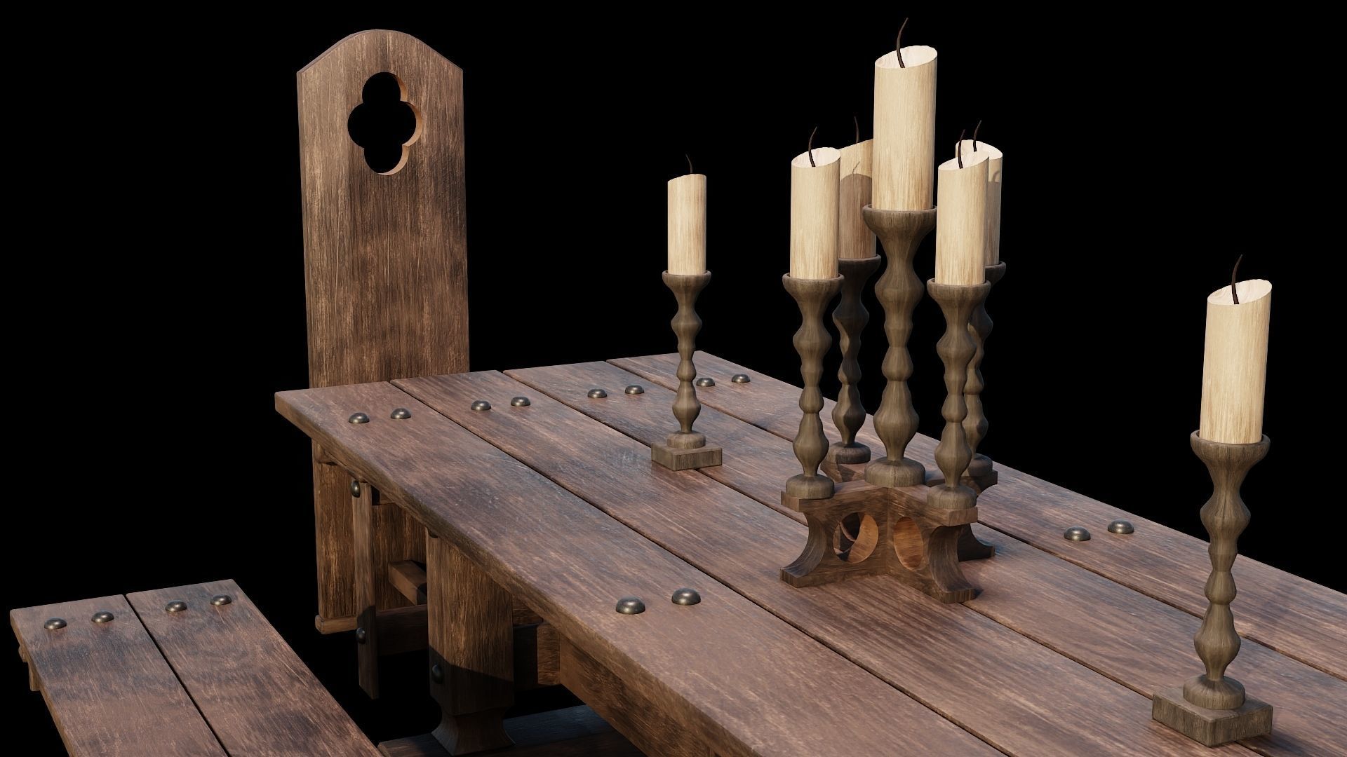PBR WOOD FURNITURES - Asset - 01  - 4K Textures Game Ready Low-poly 3D model_4
