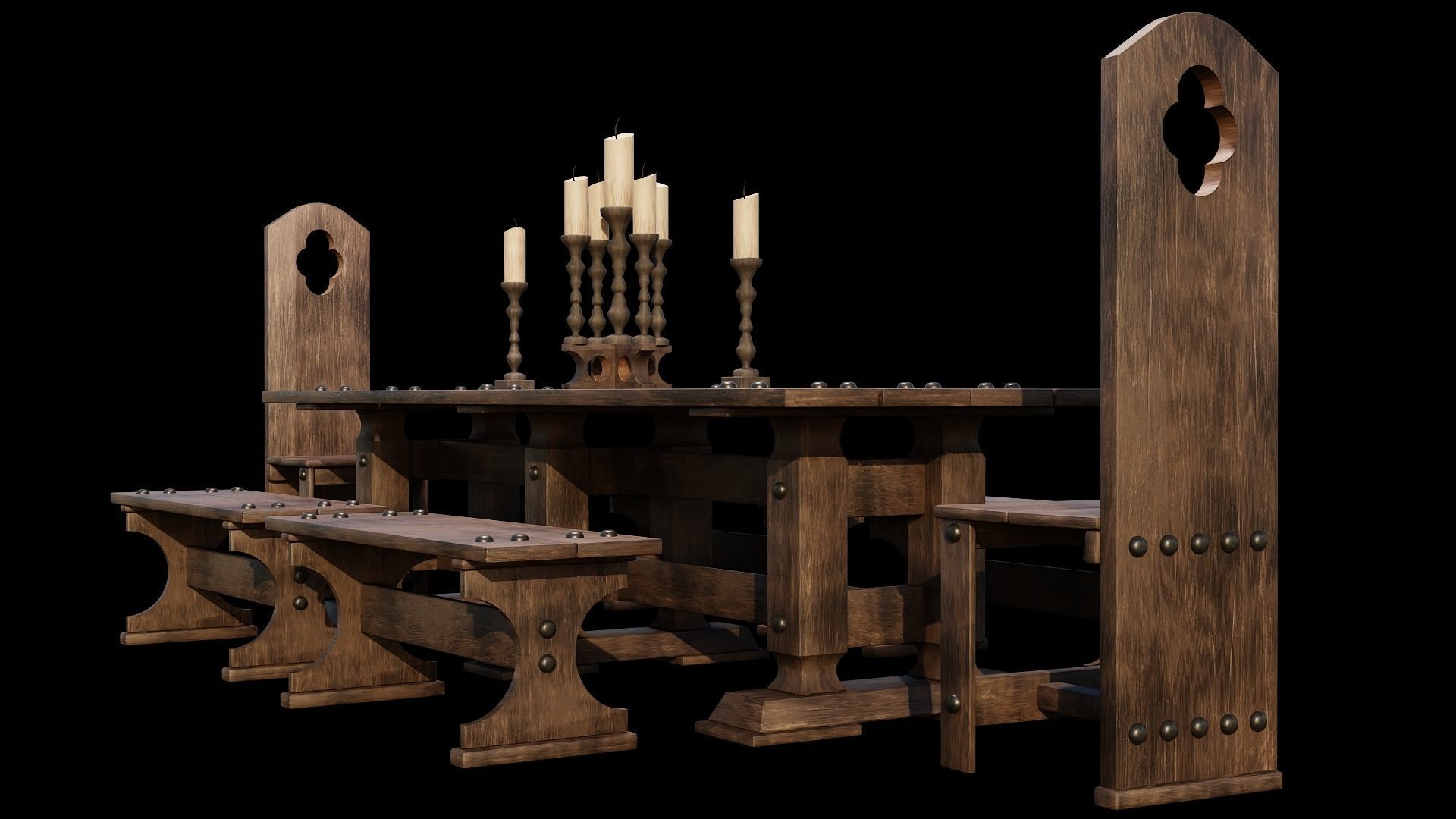 PBR WOOD FURNITURES - Asset - 01  - 4K Textures Game Ready Low-poly 3D model_7