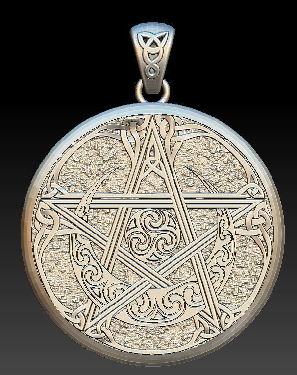 pentagram celtic pendant 3D model_2