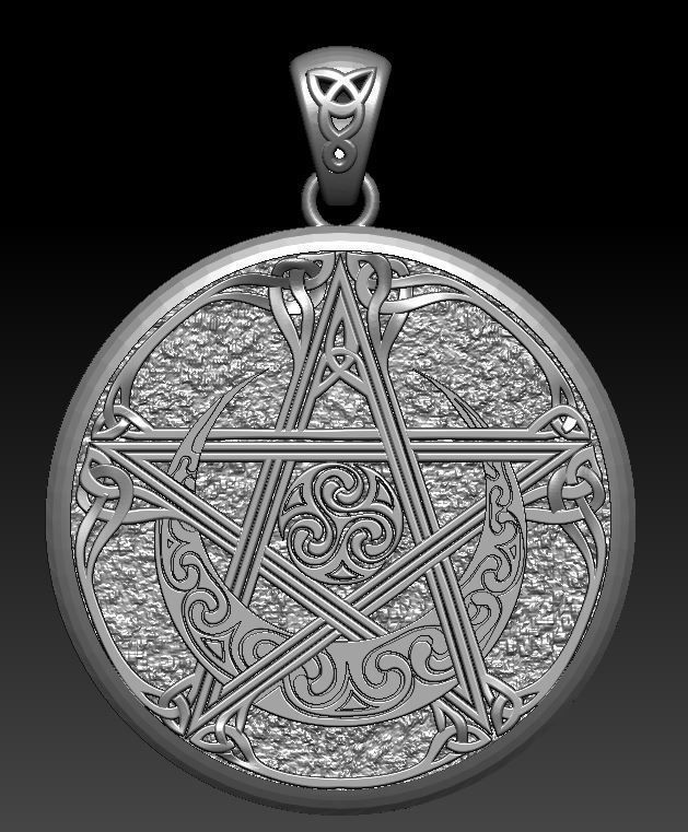 pentagram celtic pendant 3D model_1