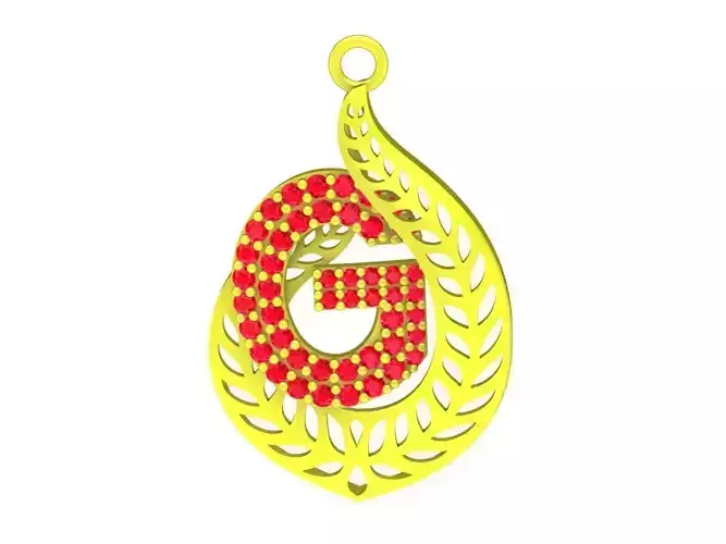 A5039 G Letter Diamond Art Women Pendant 3D Print