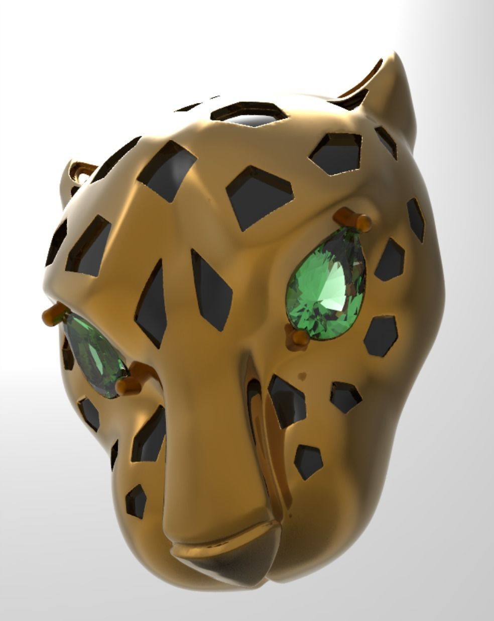 Panther Head Pendant chain behind 3D print model_9