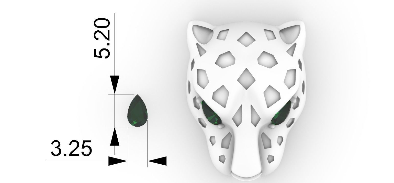 Panther Head Pendant chain behind 3D print model_6