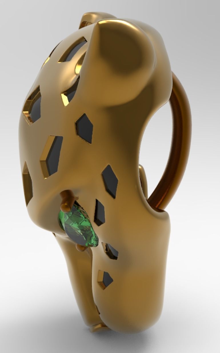 Panther Head Pendant chain behind 3D print model_8