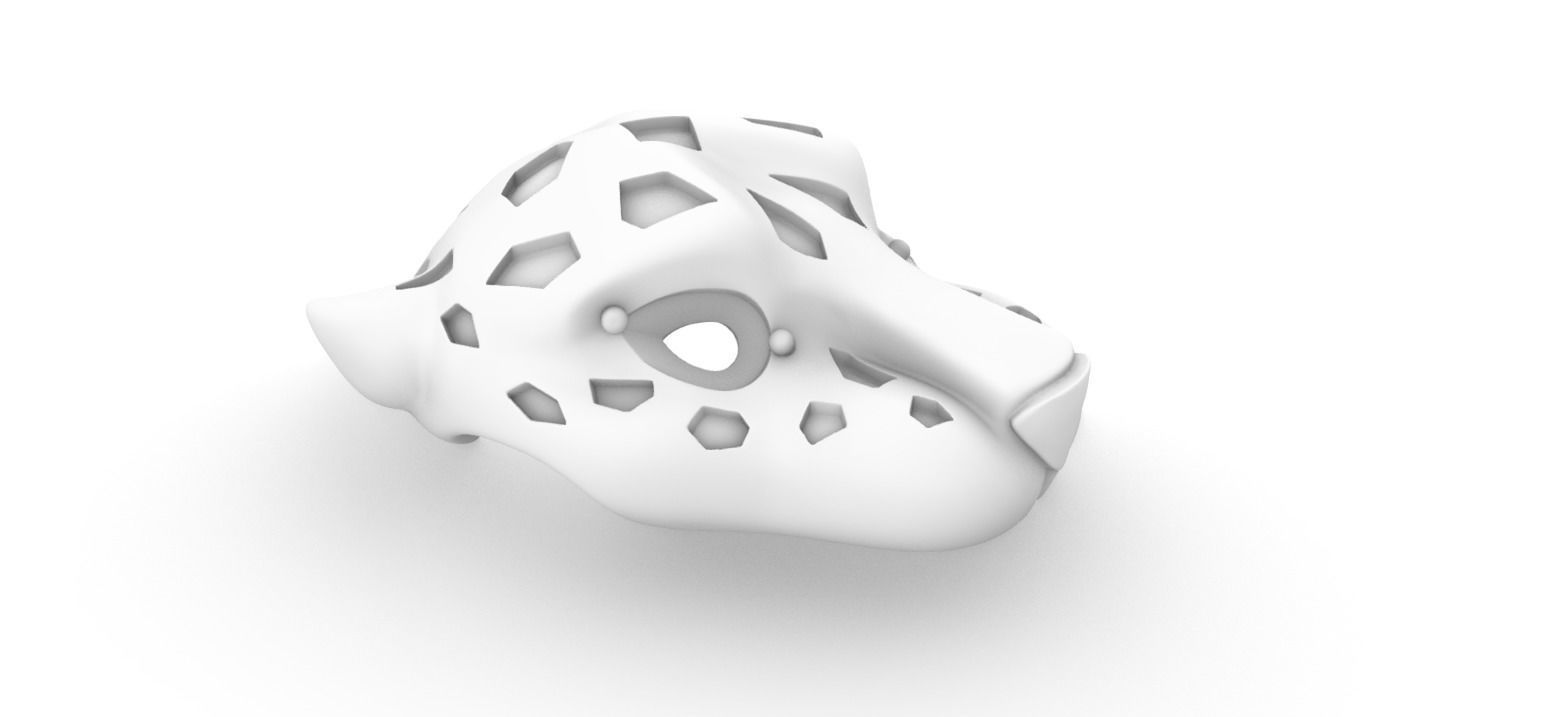 Panther Head Pendant chain behind 3D print model_13