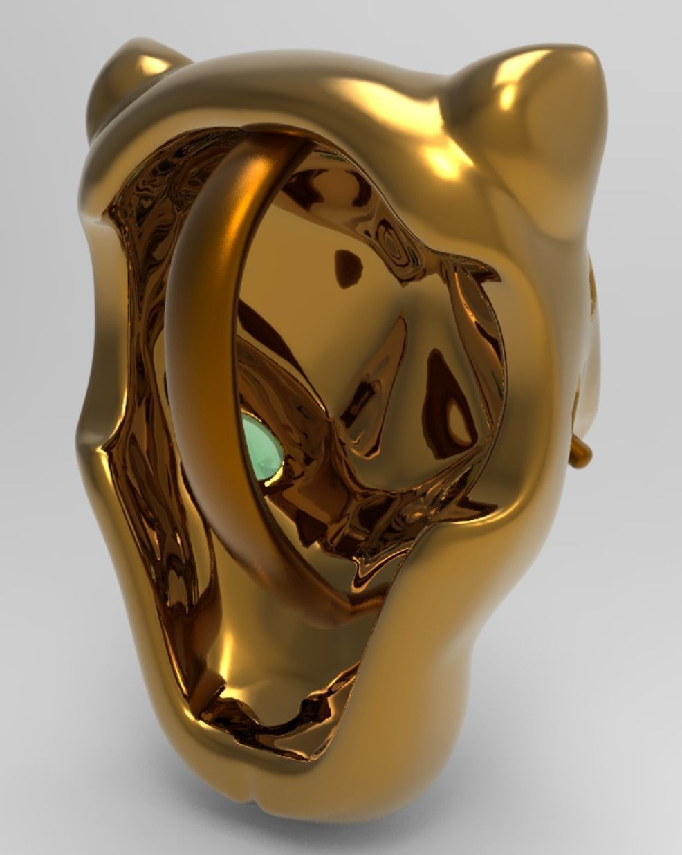 Panther Head Pendant chain behind 3D print model_4