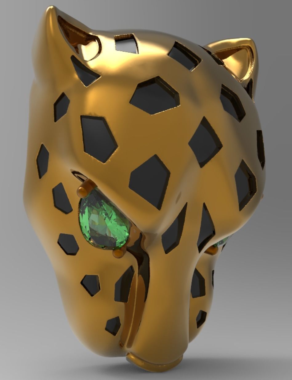 Panther Head Pendant chain behind 3D print model_2